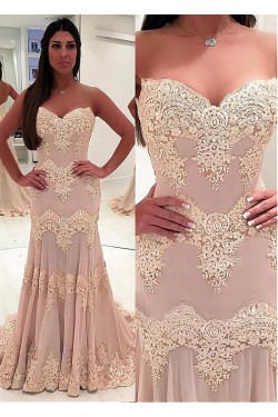 Mermaid Sweetheart Lace Long Prom Dresses Formal Evening Dresses 601226