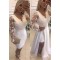 Long Sleeves Beaded V-Neck Lace White Prom Dresses Formal Evening Dresses 601230