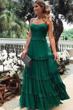 A-Line Chiffon Long Prom Dresses Formal Evening Dresses 601238