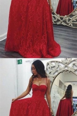 A-Line Sweetheart Lace Long Prom Dresses Formal Evening Dresses 601240