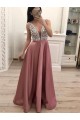 A-Line V-Neck Beaded Long Prom Dresses Formal Evening Dresses 601247 A-Line V-Neck Beaded Long Prom Dresses Formal Evening Dresses 601247
