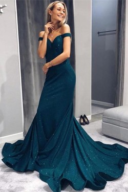 Mermaid Off-the-Shoulder Long Prom Dresses Formal Evening Dresses 601248