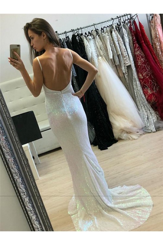Long White Sequins Prom Dresses Formal Evening Dresses 601249 Long White Sequins Prom Dresses Formal Evening Dresses 601249