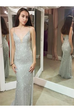 Sexy Beaded Sequins Long Prom Dresses Formal Evening Dresses 601251
