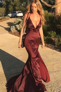 Sexy Mermaid V-Neck Long Prom Dresses Formal Evening Dresses 601252