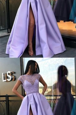 A-Line Beaded Long Prom Dresses Formal Evening Dresses 601254