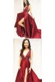 A-Line V-Neck Beaded Lace Long Prom Dresses Formal Evening Dresses 601257