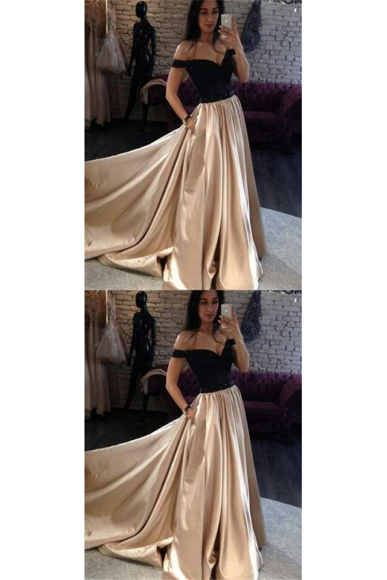 A-Line Off-the-Shoulder Beaded Long Prom Dresses Formal Evening Dresses 601258 A-Line Off-the-Shoulder Beaded Long Prom Dresses Formal Evening Dresses 601258