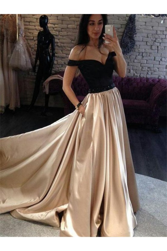 A-Line Off-the-Shoulder Beaded Long Prom Dresses Formal Evening Dresses 601258 A-Line Off-the-Shoulder Beaded Long Prom Dresses Formal Evening Dresses 601258
