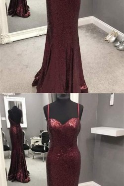 Mermaid Sequins Long Prom Dresses Formal Evening Dresses 601259
