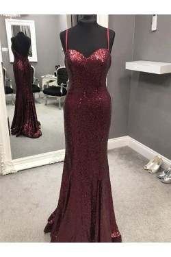 Mermaid Sequins Long Prom Dresses Formal Evening Dresses 601259