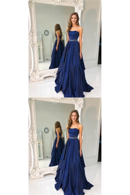 A-Line Strapless Beaded Long Prom Dresses Formal Evening Dresses 601260 A-Line Strapless Beaded Long Prom Dresses Formal Evening Dresses 601260