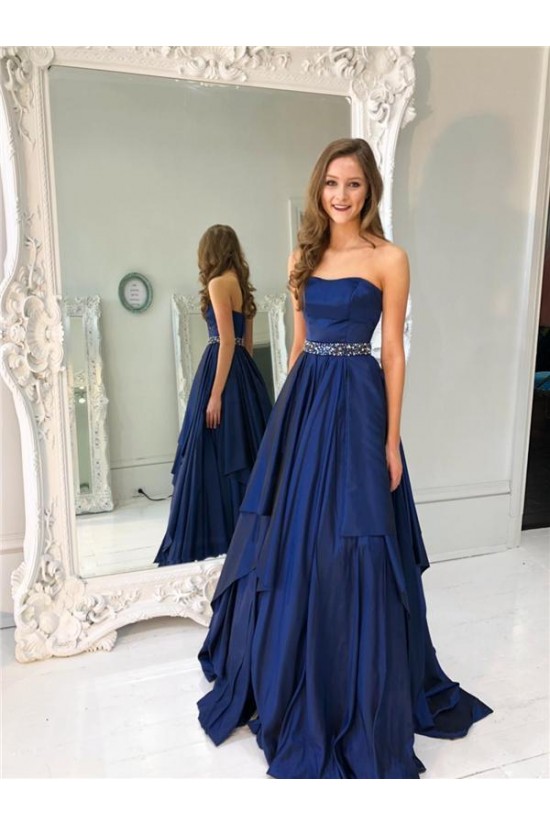 A-Line Strapless Beaded Long Prom Dresses Formal Evening Dresses 601260 A-Line Strapless Beaded Long Prom Dresses Formal Evening Dresses 601260