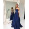 A-Line Strapless Beaded Long Prom Dresses Formal Evening Dresses 601260