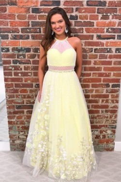 A-Line Beaded Long Long Prom Dresses Formal Evening Dresses 601264