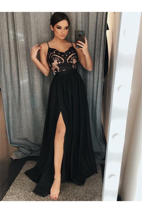 Spaghetti Straps Lace Long Prom Dresses Formal Evening Dresses 601265 Spaghetti Straps Lace Long Prom Dresses Formal Evening Dresses 601265