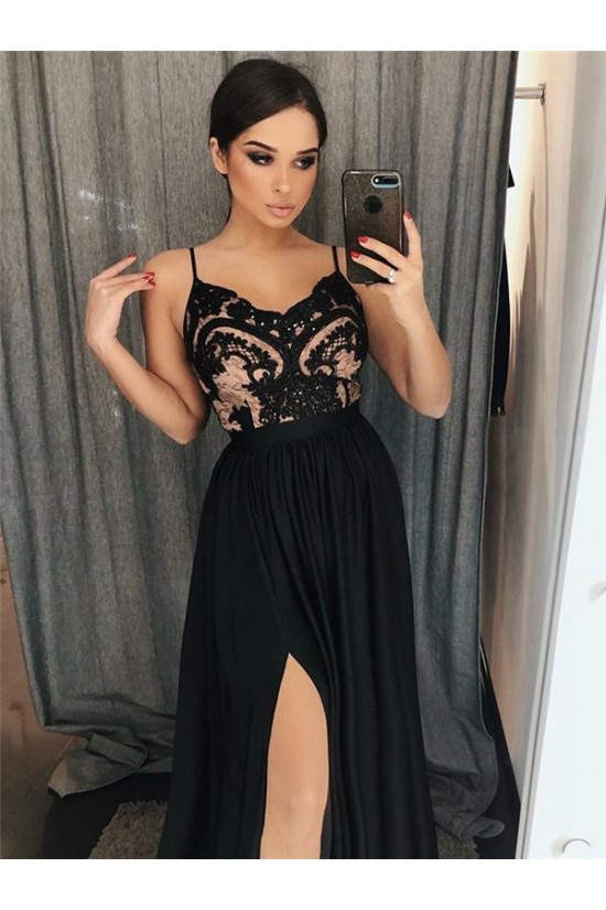 Spaghetti Straps Lace Long Prom Dresses Formal Evening Dresses 601265 Spaghetti Straps Lace Long Prom Dresses Formal Evening Dresses 601265