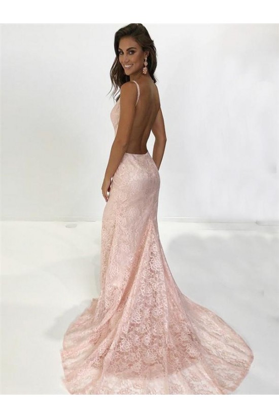 Backless V-Neck Lace Long Prom Dresses Formal Evening Dresses 601267 Backless V-Neck Lace Long Prom Dresses Formal Evening Dresses 601267