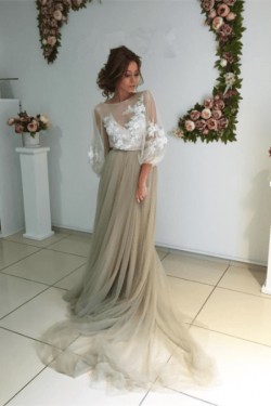 Lace and Tulle Long Prom Dresses Formal Evening Dresses 601268