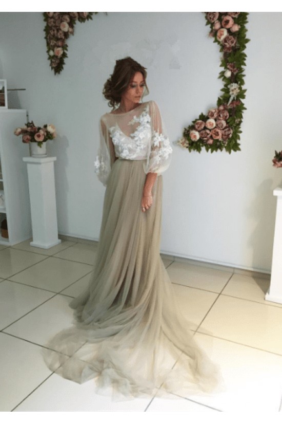 Lace and Tulle Long Prom Dresses Formal Evening Dresses 601268