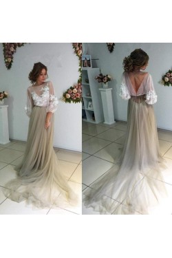 Lace and Tulle Long Prom Dresses Formal Evening Dresses 601268