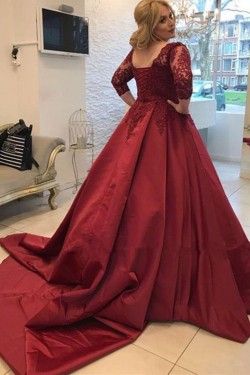Ball Gown V-Neck Lace Long Prom Dresses Formal Evening Dresses 601271