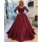 Ball Gown V-Neck Lace Long Prom Dresses Formal Evening Dresses 601271