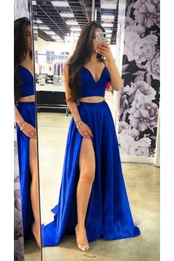 Two Pieces Long Prom Dresses Formal Evening Dresses 601281