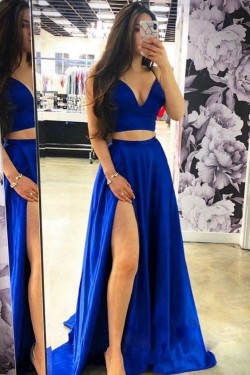 Two Pieces Long Prom Dresses Formal Evening Dresses 601281
