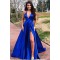 A-Line V-Neck Long Prom Dresses Formal Evening Dresses 601282
