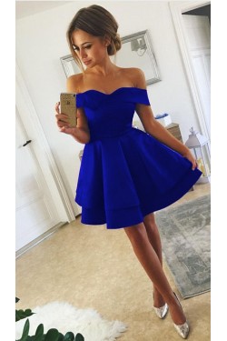 A-Line Off-the-Shoulder Short Prom Dresses Formal Evening Dresses 601283