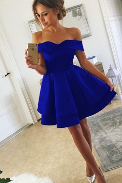 A-Line Off-the-Shoulder Short Prom Dresses Formal Evening Dresses 601283