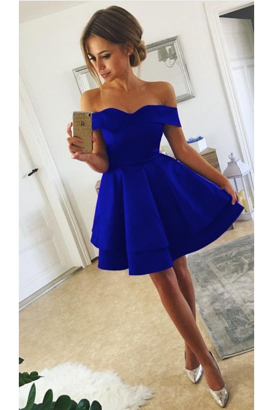 A-Line Off-the-Shoulder Short Prom Dresses Formal Evening Dresses 601283