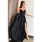 A-Line Spaghetti Straps Lace Long Black Prom Dresses Formal Evening Dresses 601285