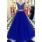 Beaded Tulle Two Pieces Long Prom Dresses Formal Evening Dresses 601291
