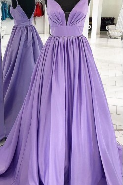 A-Line V-Neck Long Prom Dresses Formal Evening Dresses 601293
