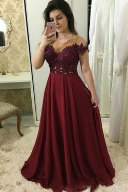 A-Line Off-the-Shoulder Lace Long Prom Dresses Formal Evening Dresses 601313