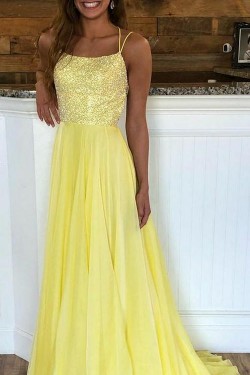 A-Line Chiffon Long Prom Dresses Formal Evening Dresses 601317