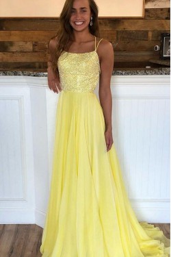 A-Line Chiffon Long Prom Dresses Formal Evening Dresses 601317