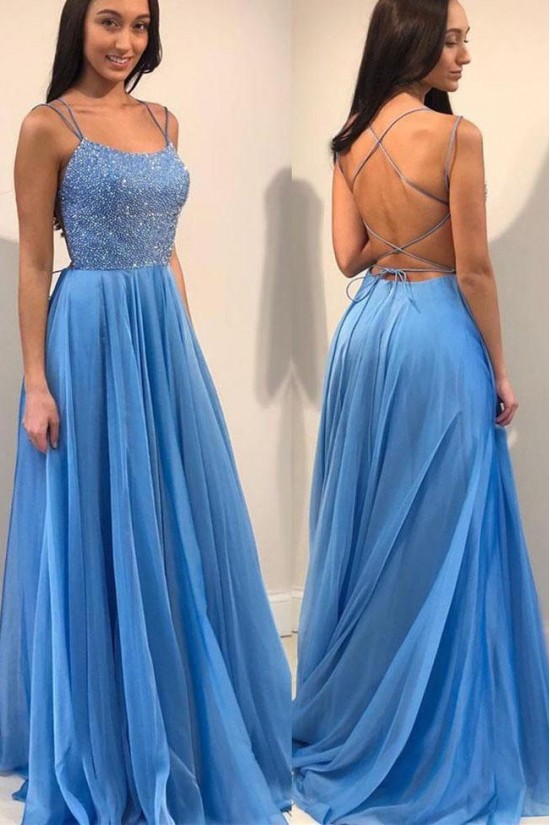 A-Line Chiffon Long Prom Dresses Formal Evening Dresses 601317