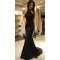Long Black Beaded Mermaid Prom Dresses Formal Evening Dresses 601318
