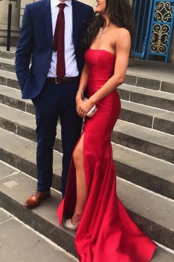 Mermaid Strapless Long Prom Dresses Formal Evening Dresses 601328