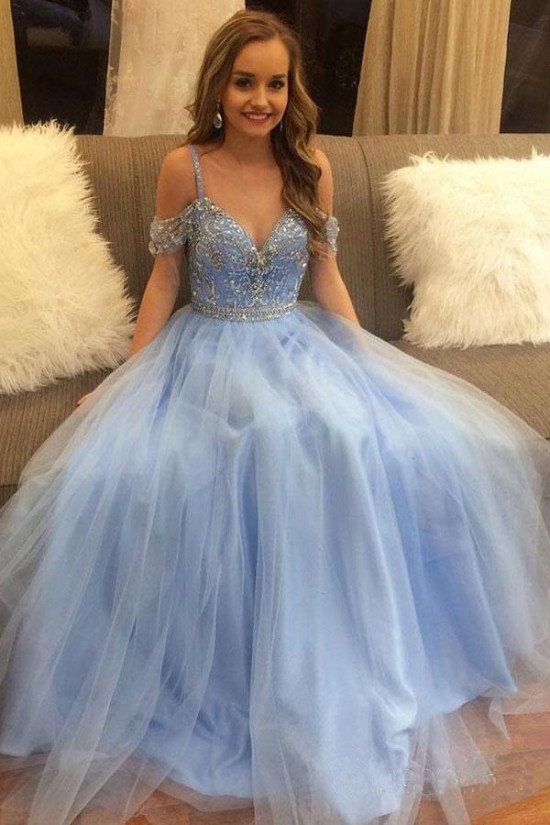 A-Line Beaded Long Prom Dresses Formal Evening Dresses 601329 A-Line Beaded Long Prom Dresses Formal Evening Dresses 601329