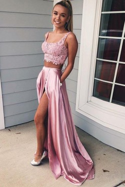 Two Pieces Lace Long Prom Dresses Formal Evening Dresses 601333