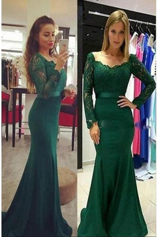 Mermaid Lace Long Sleeves Long Prom Dresses Formal Evening Dresses 601337 Mermaid Lace Long Sleeves Long Prom Dresses Formal Evening Dresses 601337