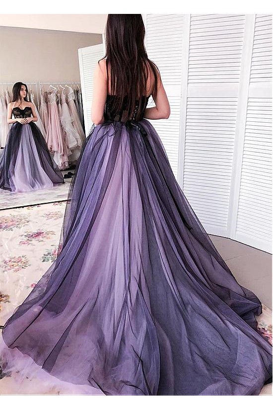 Lace and Tulle Sweetheart Long Prom Dresses Formal Evening Dresses 601340