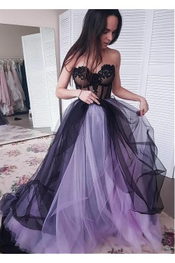 Lace and Tulle Sweetheart Long Prom Dresses Formal Evening Dresses 601340