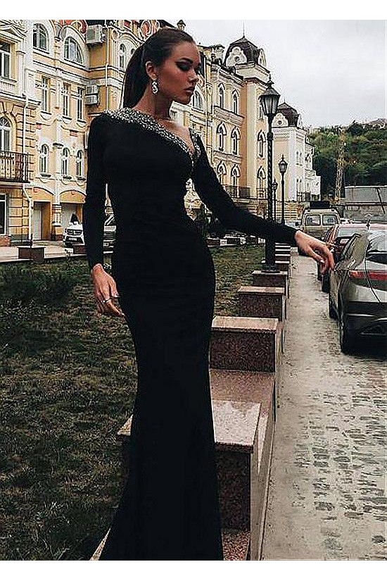 Mermaid Long Sleeves Beaded Long Prom Dresses Formal Evening Dresses 601341 Mermaid Long Sleeves Beaded Long Prom Dresses Formal Evening Dresses 601341