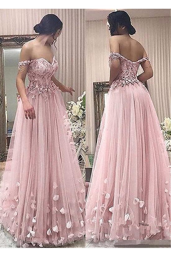 A-Line Off-the-Shoulder Beaded Lace Tulle Long Prom Dresses Formal Evening Dresses 601346 A-Line Off-the-Shoulder Beaded Lace Tulle Long Prom Dresses Formal Evening Dresses 601346