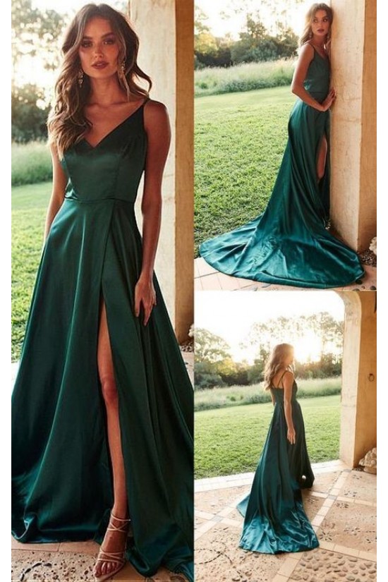 A-Line V-Neck Long Prom Dresses Formal Evening Dresses 601347 A-Line V-Neck Long Prom Dresses Formal Evening Dresses 601347